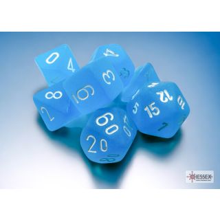 Chessex Frosted Mini-hedral Caribbean Blue/white 7-Die Set