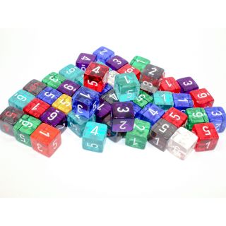 Chessex Bag of 50 Assorted Loose Translucent Polyhedral d6 Dice
