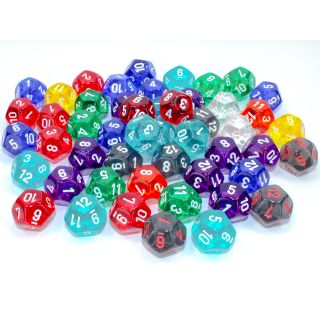 Chessex Bag of 50 Assorted Loose Translucent Polyhedral d12 Dice
