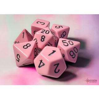 Chessex Opaque Polyhedral Pastel Pink/black 7-Die Set