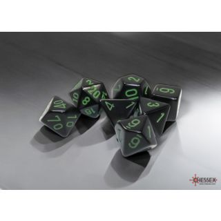 Chessex Opaque Polyhedral Black/green 7-Die Set