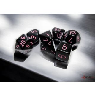Chessex Opaque Polyhedral Black/pink 7-Die Set