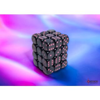 Chessex Opaque 12mm d6 Dice Block (36ct.) - Black/pink
