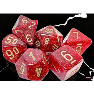 Chessex Glitter Mega-hedral Ruby/gold 7-Die Set