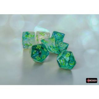 Chessex Borealis® Polyhedral Kelp/light green Luminary 7-Die Set