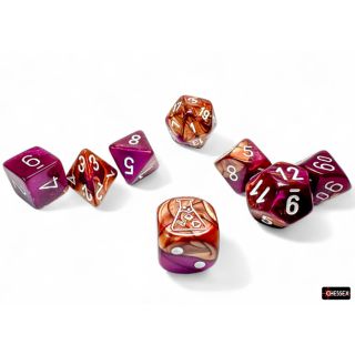 Chessex Gemini Copper-Purple/white Polyhedral 7-Dice Set (30071)