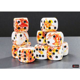 Chessex Brush Sunrise/black 16mm d6 Dice Block (12 dice)