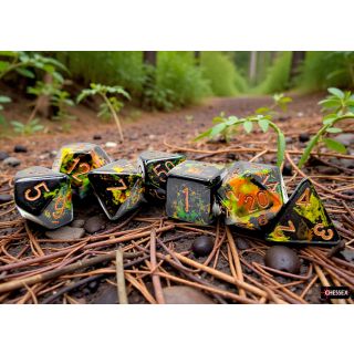 Chessex Brush Polyhedral Deep Forest/gold 7-Die Set