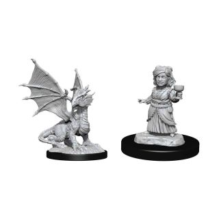 D&D Nolzur's Marvelous Miniatures: Silver Dragon Wyrmling & Female Halfling (90153)
