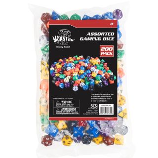 Monster 200 Count Assorted Gaming Dice Bulk Value Set with 10 Different Colors
