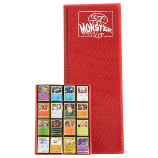 Monster 8 Pocket Tower Binder Unique 4 x 2 Design with 20 Side Loading pages - Holofoil Red