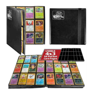 Monster Protectors - 12 Pocket Zodiac Binder, 4 x 3 - 20 Side pages - Matte Black