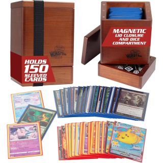 Monster Wooden Single Deck Box with Dice Tray - Cherry - Holds 150 Sleeved Cards
