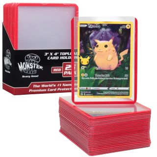Monster Clear Top Loader for TCG 3x4 - 25 Count - Red Border
