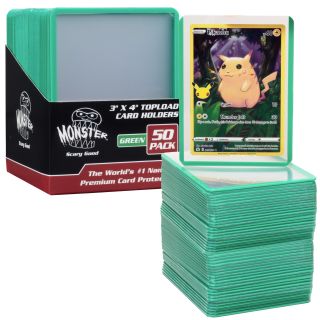 Monster Clear Top Loader for TCG 3x4 - 50 Count - Green Border