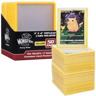 Monster Clear Top Loader for TCG 3x4 - 50 Count - Yellow Border