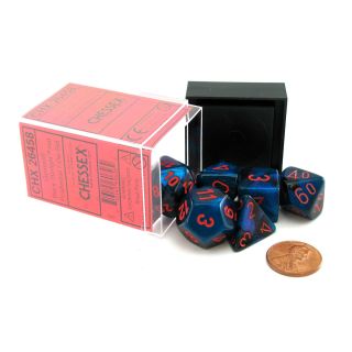 Chessex Gemini Polyhedral Black-Starlight w/red 7-Die Set (26458)