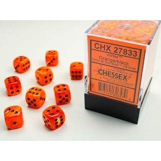 Chessex Vortex 12mm d6 Dice Block (36ct.) - Orange/black