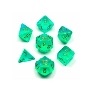 Chessex Borealis #2 Polyhedral Light Green/gold 7-Die Set (27425)