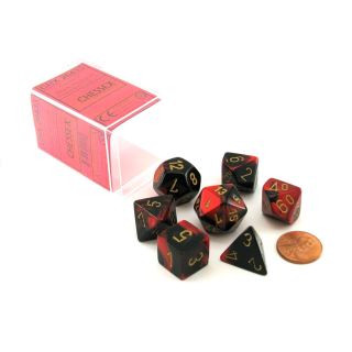 Chessex Gemini Polyhedral Black-Red/gold 7-Die Set (26433)