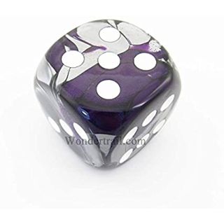 Chessex Gemini® 50mm d6 Dice w/pips Purple-Steel/white
